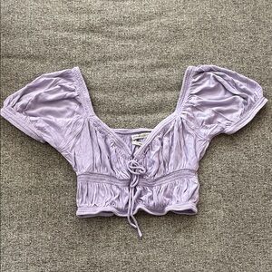 Urban Outfitters Lilac Puff Sleeve Crop Top